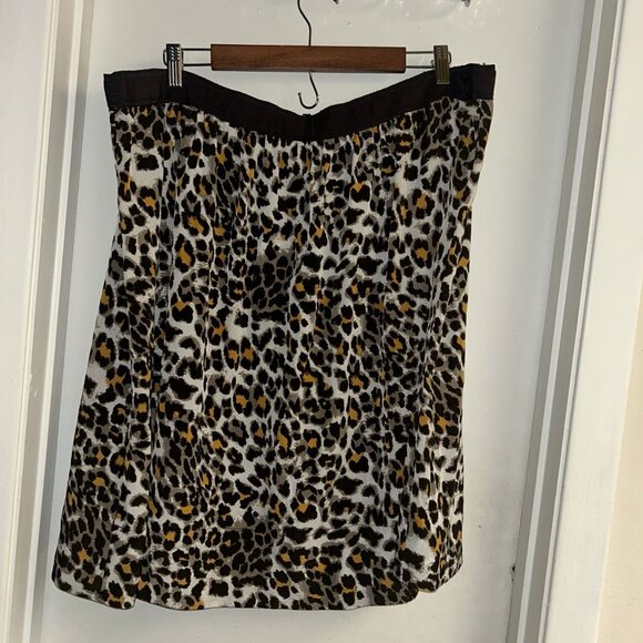 JW Woman Brown Leopard Animal Print Flare Exposed Zipper Skirt Plus Size 22W - Picture 5 of 8